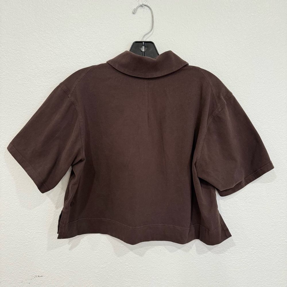 Lululemon Heavyweight Cotton Short-Sleeve Polo Shirt Espresso Women’s Size 8 - Picture 7 of 10